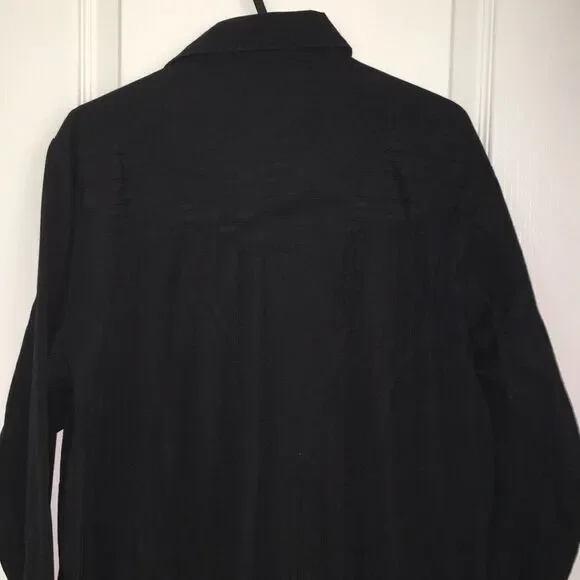 Black Vintage Ely Cattleman Snap Pearl Western Cowboy Rockabilly LS Shirt L mens - Picture 4 of 6